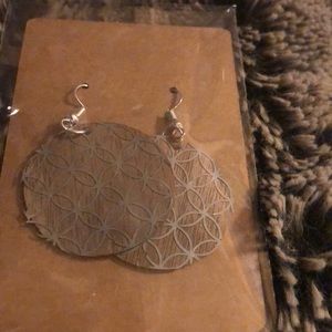 Homemade wooden earrings in silver